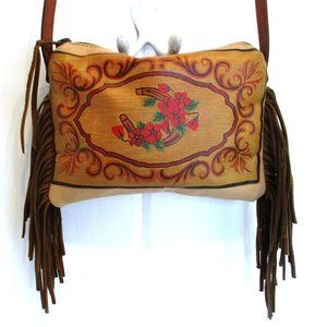Patricia Wolf Hand Painted Fringe Leather Handbag